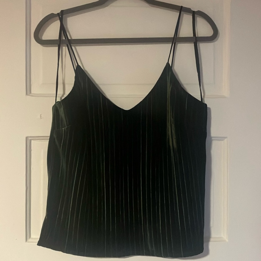 Line + Dot green velvet tank - size Small